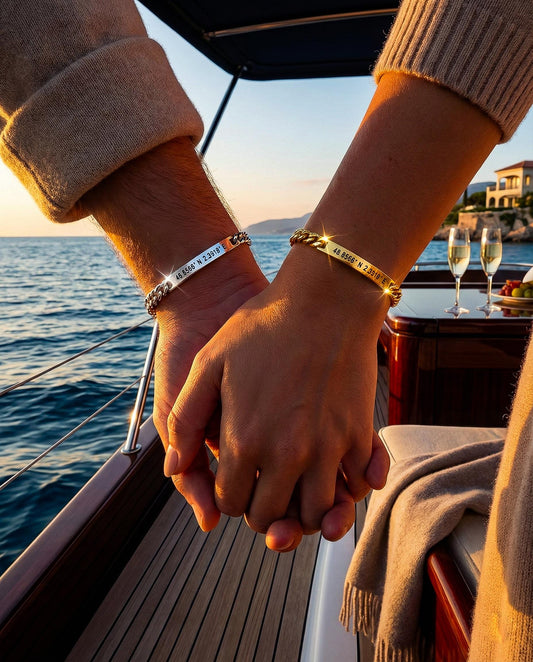 18K Gold-Plated Personalized Matching Couple Cuff Bracelets – Set of 2