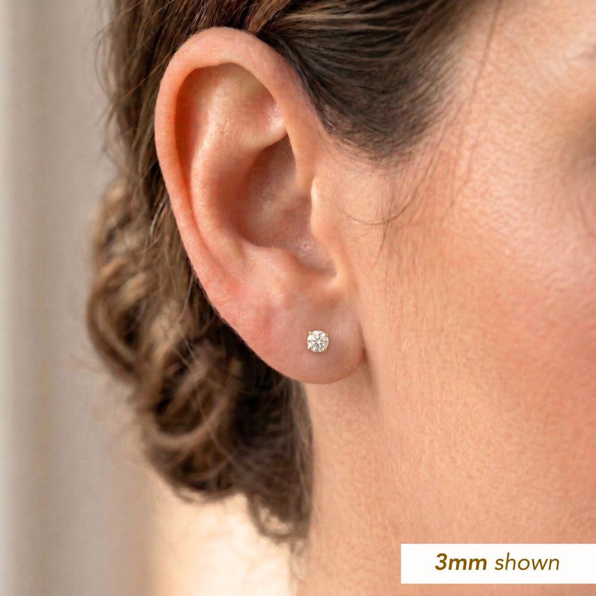 14K Yellow Gold Cubic Zirconia Stud Earrings with Screwbacks, 14K Gold round Solitaire CZ Studs, Unisex, by TILO Jewelry