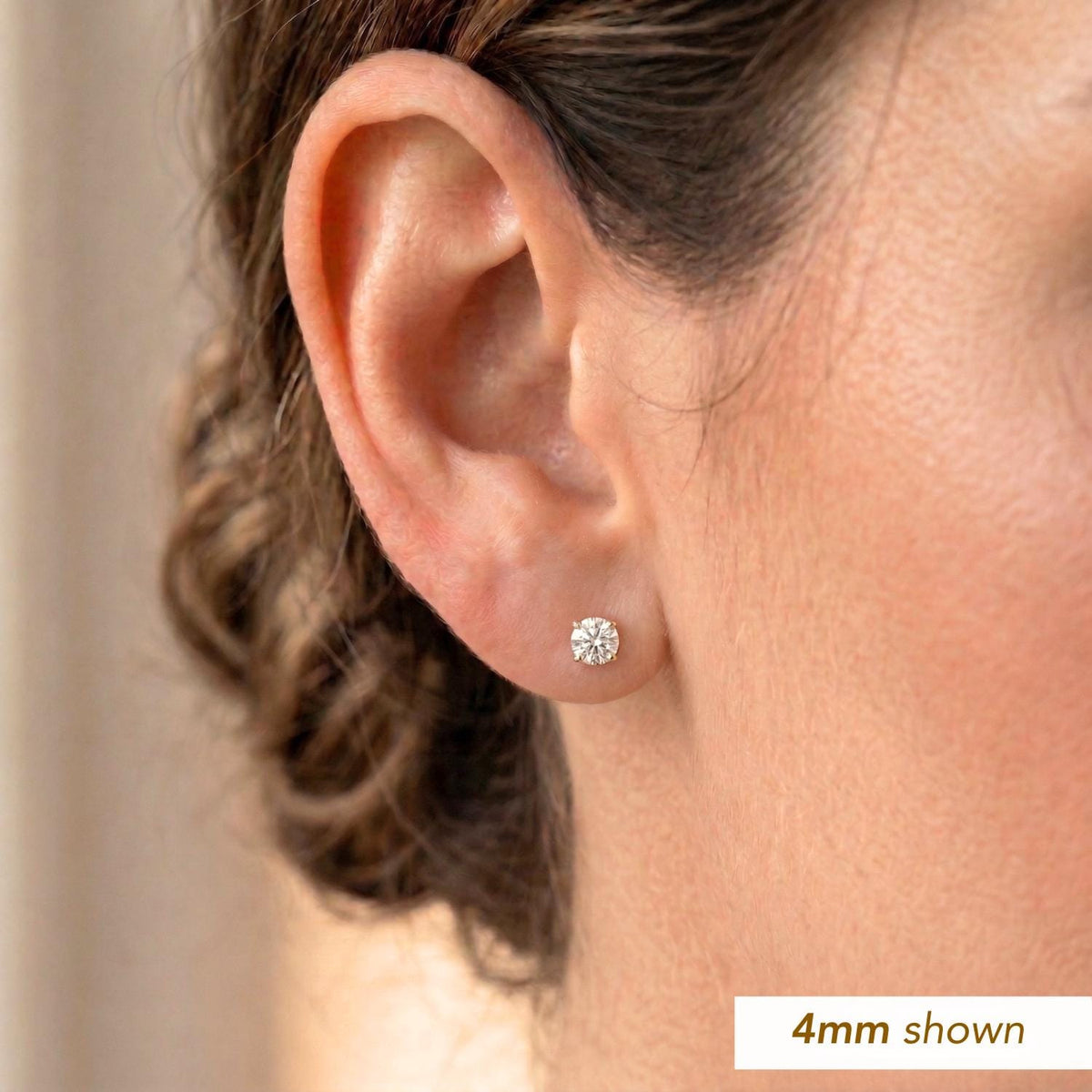 14K Yellow Gold Cubic Zirconia Stud Earrings with Screwbacks, 14K Gold round Solitaire CZ Studs, Unisex, by TILO Jewelry