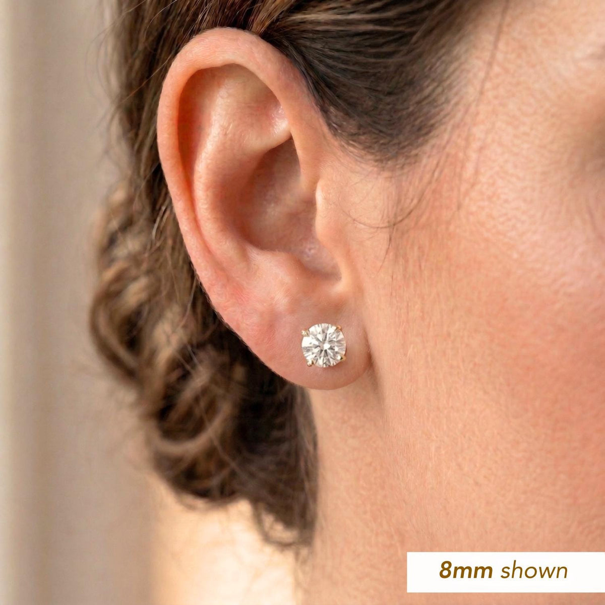 14K Yellow Gold Cubic Zirconia Stud Earrings with Screwbacks, 14K Gold round Solitaire CZ Studs, Unisex, by TILO Jewelry