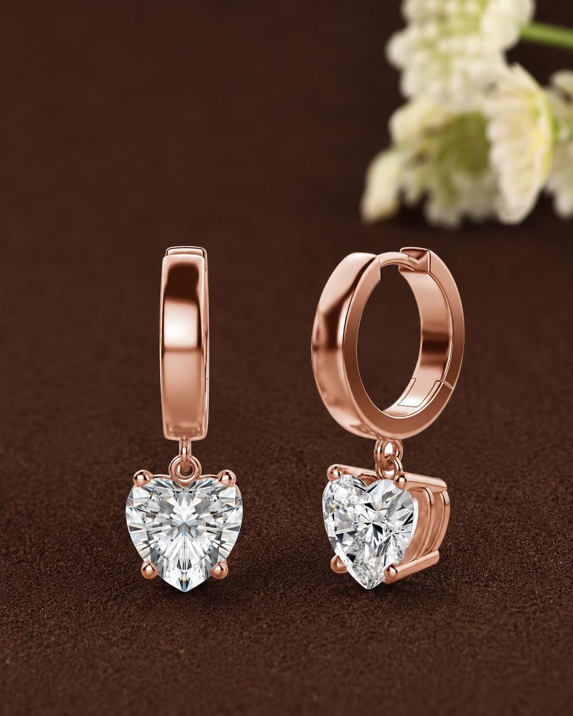 Moissanite Earrings, Heart Cut Huggies, Minimalist Charm | 925 Sterling Silver | 0.25-0.90 Ct Each