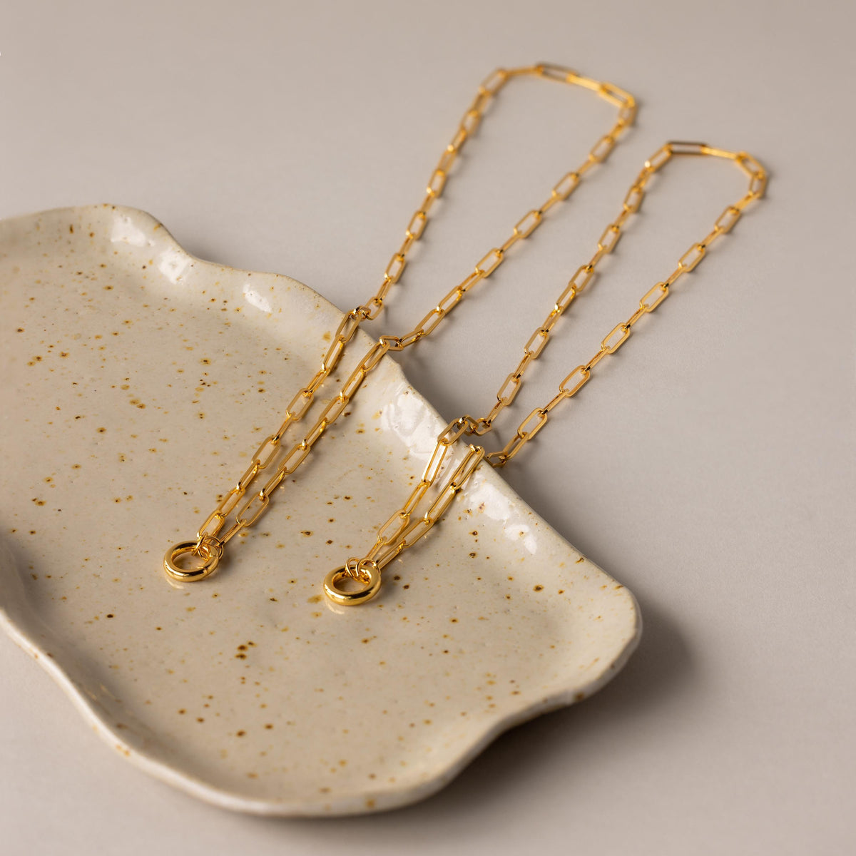 18K Gold Paperclip Clasp Necklace, 18 inches