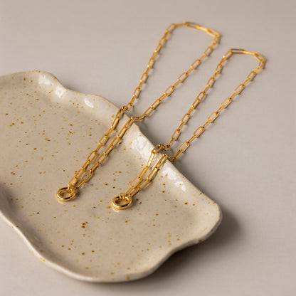18K Gold Paperclip Clasp Necklace, 18 inches
