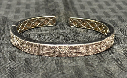 Vintage Judith Jack Diamond Filigree Cuff Bracelet– 925 Sterling Silver