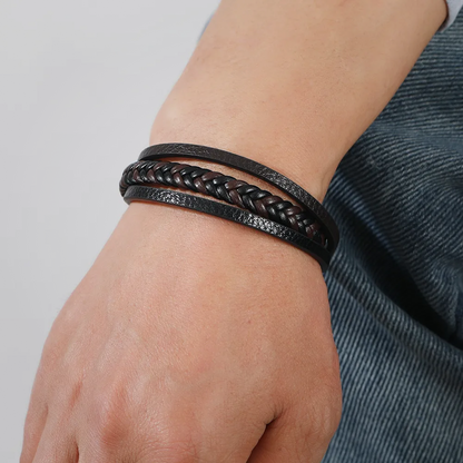 Titan Leather Braid Bracelet