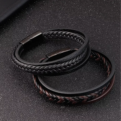 Titan Leather Braid Bracelet