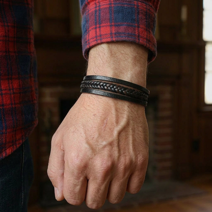 Titan Leather Braid Bracelet