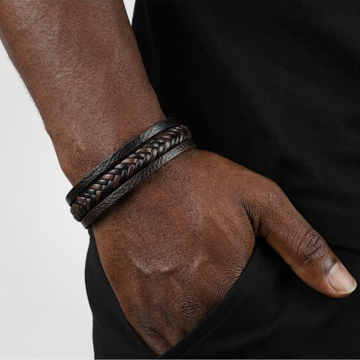 Titan Leather Braid Bracelet
