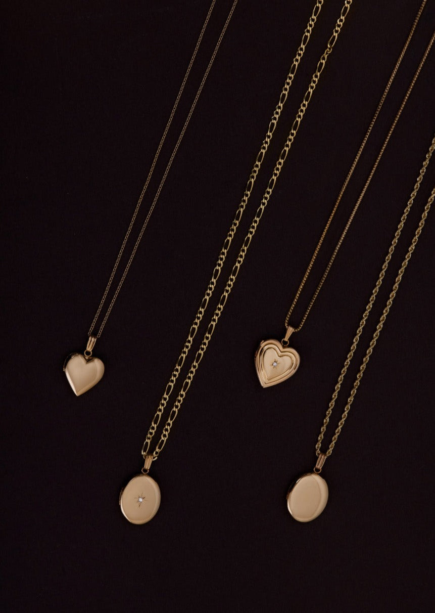 Ribbed Maison Heart Locket Necklace Diamond