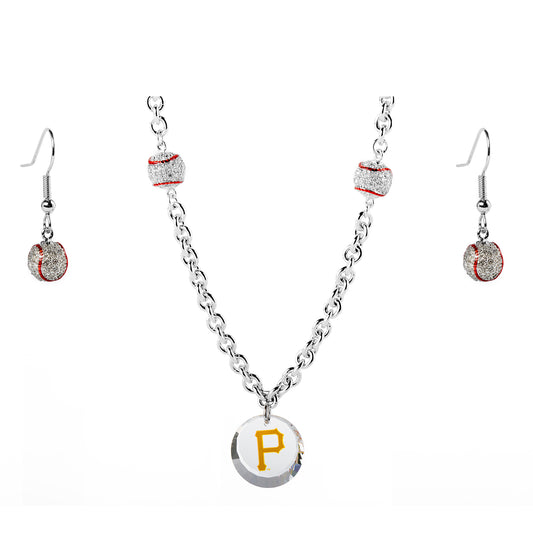 Pittsburgh Pirates Crystals from Swarovski Baseball Necklace & Earrings