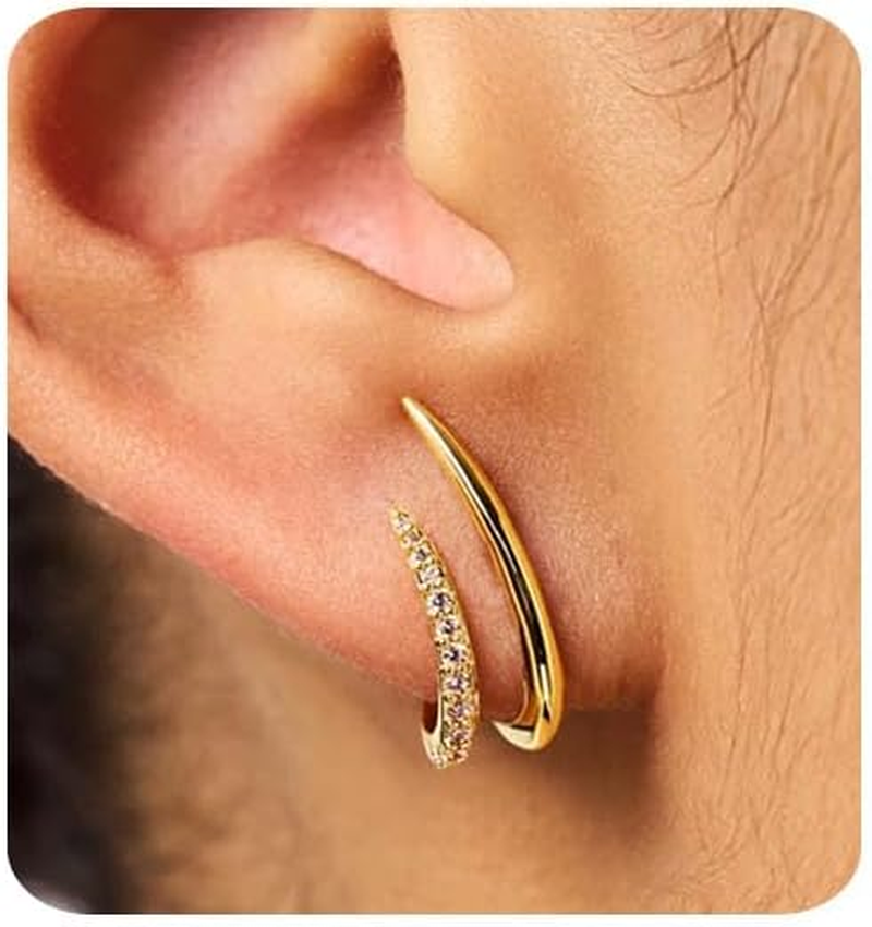 Gold Earrings for Women Trendy 14K Gold Stud Earrings Dainty Minimalist Simple H