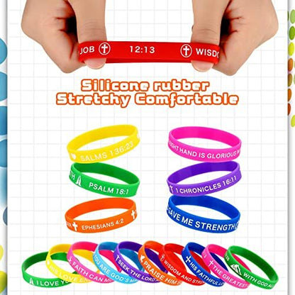 60 Pcs Religious Silicone Rubber Wristbands Christian Verse Bracelets