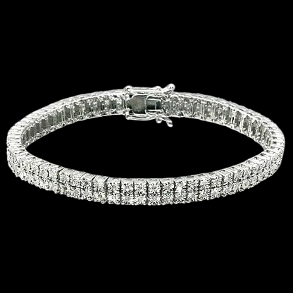 Mens Womens 2 Row Cz Tennis Bracelet 14K Gold Plated Fashion Jewelry 8 Inch