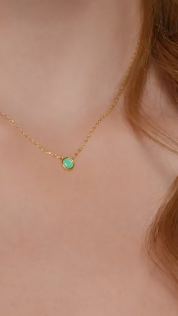 14K Gold Plated Opal Pendant Necklaces for Women, Dainty Necklace